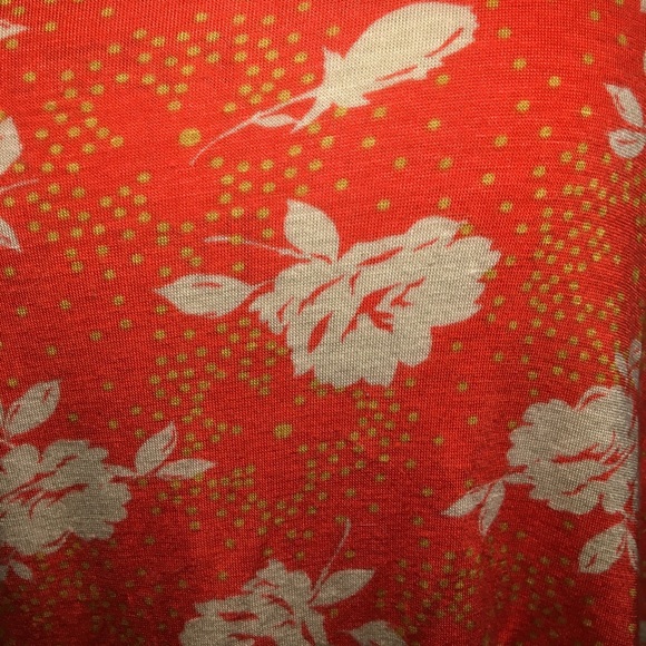 Orange Flowy Floral Tank Top ~ White Flowers with Small Yellow Polka Dots - Picture 7 of 8